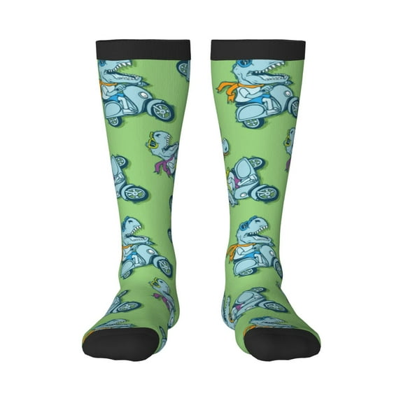Balery Motorcycle Riding Dinosaur Fun Novelty Socks Men'S Women'S Crew Socks Funny Crazy Novelty Socks Quirky And Cool Socks