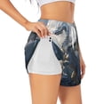 thumbnail image 1 of Balery Mountain White Dragon Pattern Women's Running Shorts with Liner 2 Pockets Elastic Workout Athletic Gym Yoga Shorts-X-Large, 1 of 7