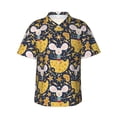 thumbnail image 1 of Balery Mouse Cheese Print Men's Hawaiian Shirts Short Sleeve Beach Shirt Relaxed Fit Vacation Button Down Shirts-Small, 1 of 9