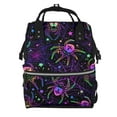 thumbnail image 1 of Balery Multi-colored Spiders Mummy Backpack - Waterproof Twill Canvas, Large Capacity Diaper Bag with Multiple Pockets and Adjustable Straps, 1 of 6
