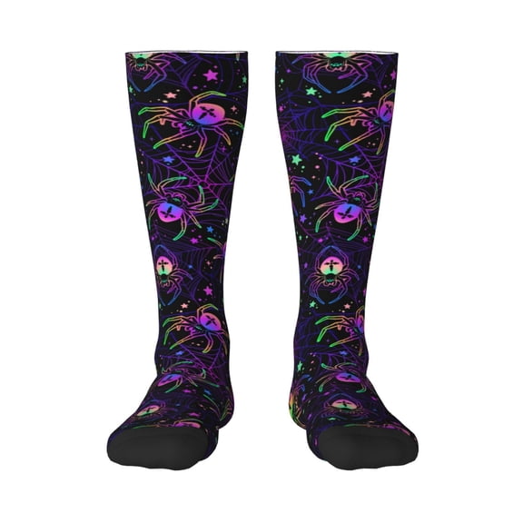Balery Multi-colored Spiders Printed Novelty Socks Men's Women's Crew Socks Sports Socks Knee High Socks Cotton Socks Quirky and Cool Socks