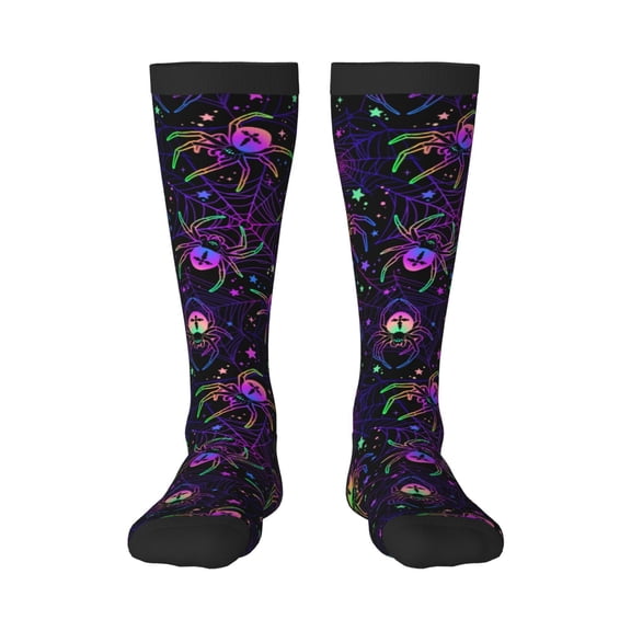 Balery Multi-colored Spiders Printed Novelty Socks Men's Women's Crew Socks Sports Socks Knee High Socks Cotton Socks Quirky and Cool Socks