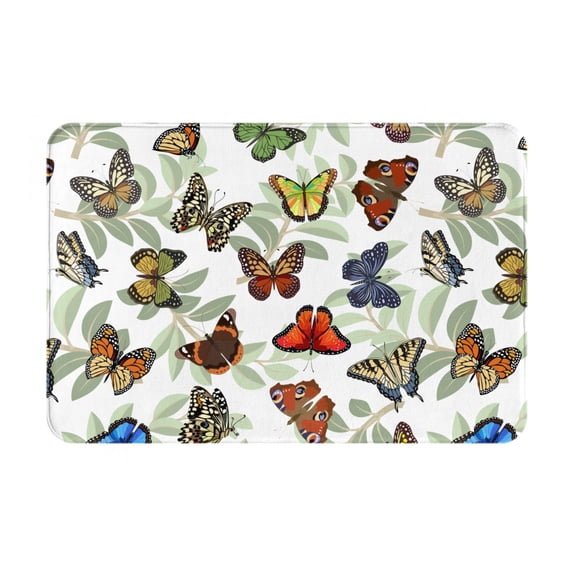 Balery Multicolored Butterflies Doormat, Durable Flannel Fabric, Waterproof Stain and Fade Resistant, Low Profile,Indoor Outdoor Door Mats, Easy Clean Patio Entrance Mat, 16x24in