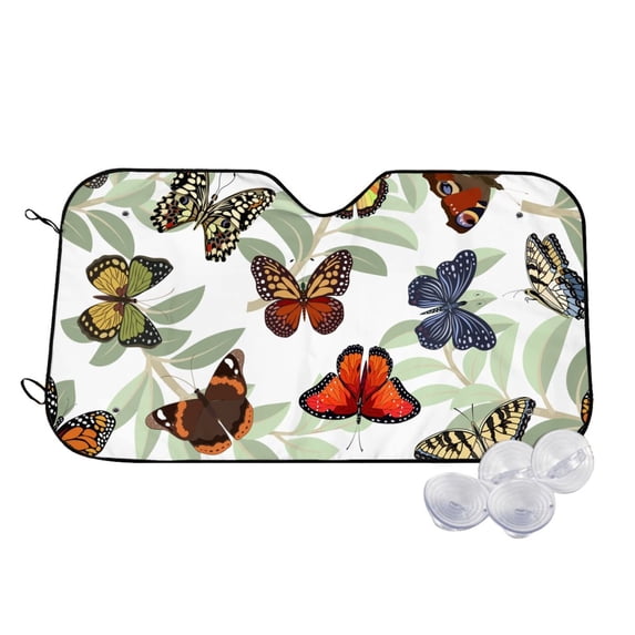 Balery Multicolored Butterflies Print Car Windshield Sun Shade,Windshield Sunshade for Car Pickup Truck SUV Accessories-Small