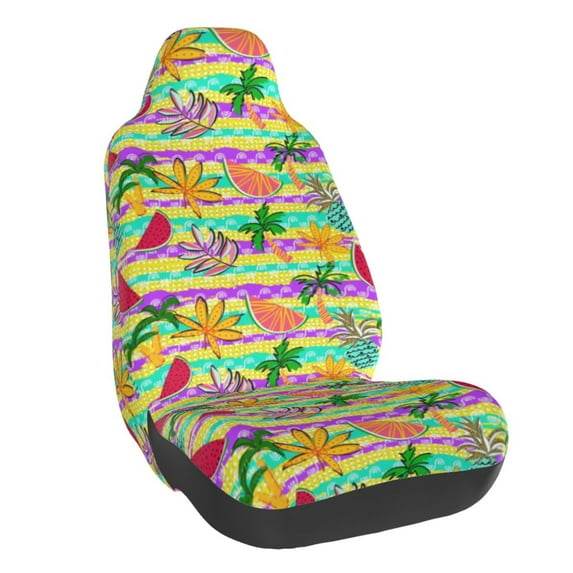 Balery Multicolored Tropical Pattern Car Seat Cover - Soft & Breathable Front Premium Covers with Non-Slip Protector Fits Most Automotive, Vans, SUVs, Trucks - 1 Unit