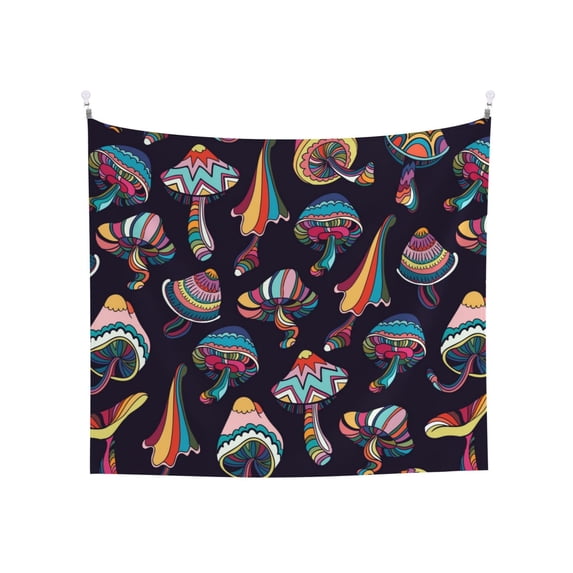 Balery Mushroom Doodle Pattern Tapestry 60x51 Inches - Large Wall Hanging Tapestry for Bedroom, Living Room, Dorm Decor - Artistic and Aesthetic Room Decor