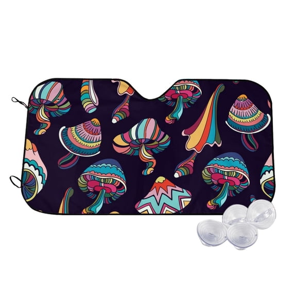 Balery Mushroom Doodle Print Car Windshield Sun Shade,Windshield Sunshade for Car Pickup Truck SUV Accessories-Medium