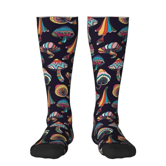 Balery Mushroom Doodle Printed Novelty Socks Men's Women's Crew Socks Sports Socks Knee High Socks Cotton Socks Quirky and Cool Socks