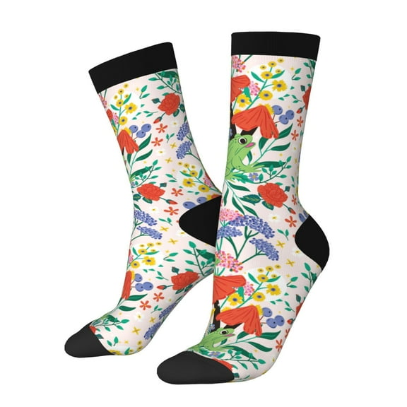 Balery Mushroom and Frogs Pattern Crew Socks Unisex– Soft & Breathable Socks for Men & Women, One-Size Fits Most (US 5-11), Comfortable & Durable for Daily Wear
