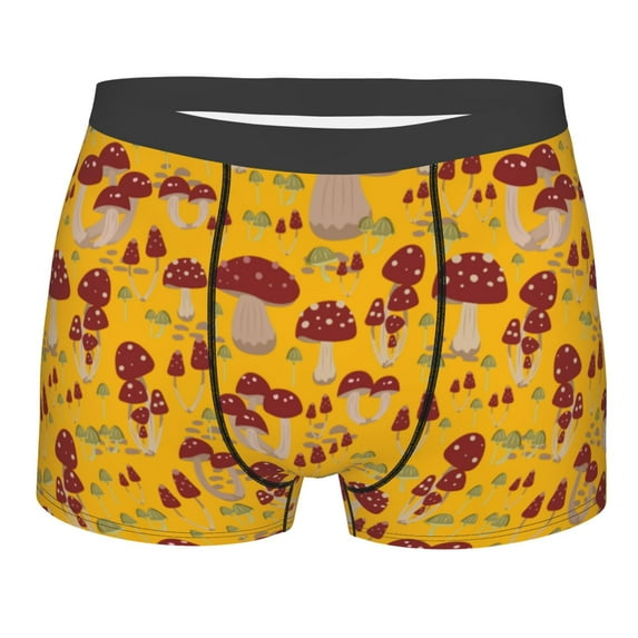 Balery Mushroom Men's Boxer Briefs, Soft and Breathable Cotton Underwear with nylon Waistband-X-Large