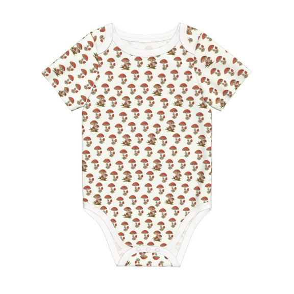Balery Mushroom Pattern Baby Climbing Clothes Infant Bodysuit Cute Infant Bodysuit Baby Romper-9M