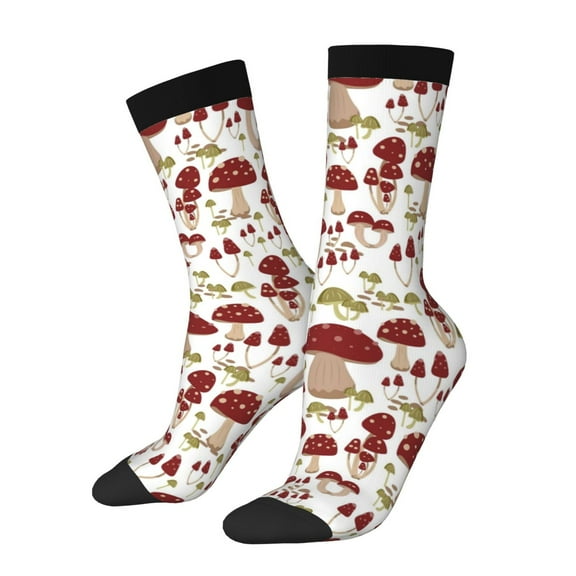 Balery Mushroom Pattern Crew Socks Unisex– Soft & Breathable Socks for Men & Women, One-Size Fits Most (US 5-11), Comfortable & Durable for Daily Wear