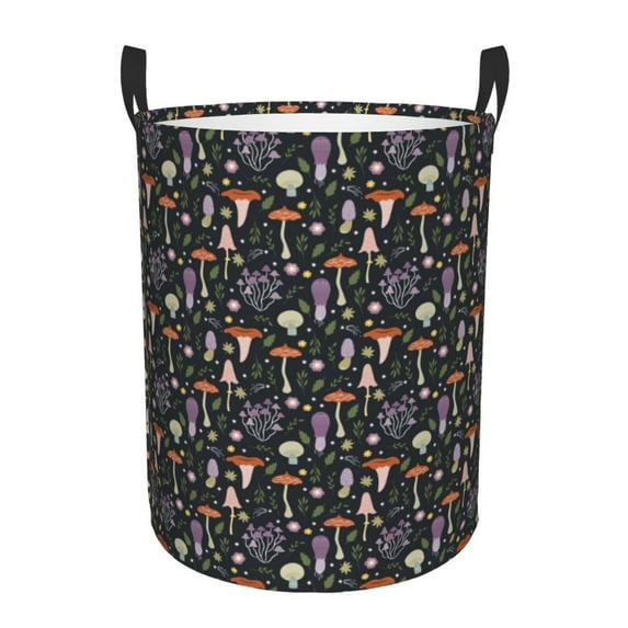 Balery Mushroom Round Laundry Basket with Handles Waterproof Freestanding Laundry Hamper for Clothes Toys in the Dorm and Family-Small