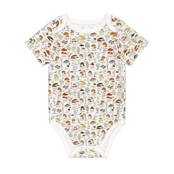 Balery Mushrooms And Butterflies Pattern Baby Climbing Clothes Infant Bodysuit Cute Infant Bodysuit Baby Romper-12 Months
