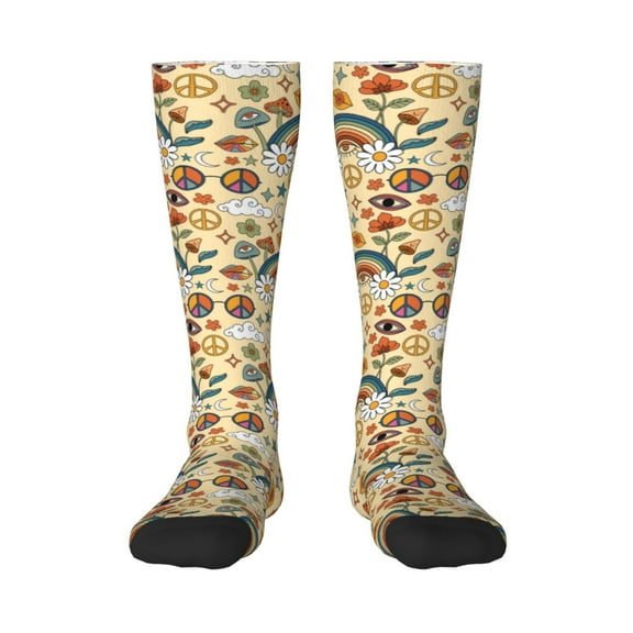 Balery Mushrooms And Rainbows Peace Fun Novelty Socks Men'S Women'S Crew Socks Funny Crazy Novelty Socks Quirky And Cool Socks