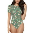 thumbnail image 1 of Balery Mushrooms Gnome Women's Short Sleevee Crew Neck Bodysuit Tops Short Sleeve Tops Basic-Small, 1 of 9