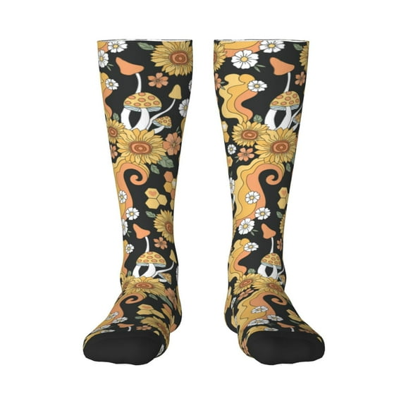 Balery Mushrooms Honeycomb Fun Novelty Socks Men'S Women'S Crew Socks Funny Crazy Novelty Socks Quirky And Cool Socks