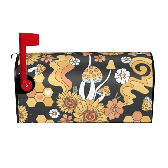 Balery Mushrooms Honeycomb Mailbox Cover - Standard Size-21x18 in
