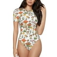thumbnail image 1 of Balery Mushrooms Women's Short Sleevee Crew Neck Bodysuit Tops Short Sleeve Tops Basic-X-Large, 1 of 9