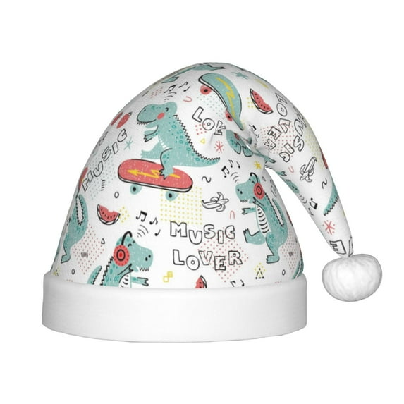 Balery Music Lover Dinosaur Pattern Santa Hat Christmas Hat Funny Christmas Hat Christmas Knitted Beanie Hat For Kids