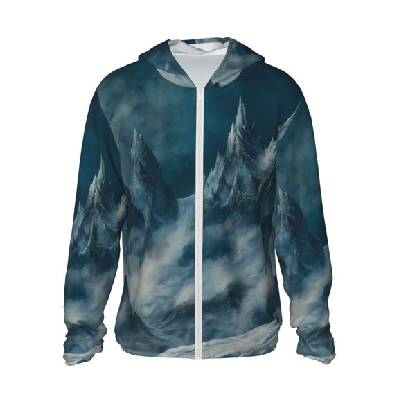 Balery Mysterious Moonlit Mountains Men's Women's UPF 50  Sun Protection Lightweight Hoodie Performance Long Sleeve Shirt for Fishing Running-XX-Large