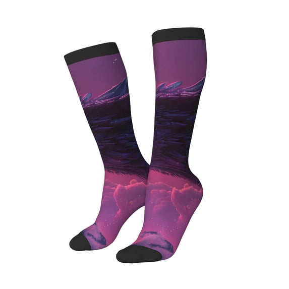 Balery Mystical Dragon Under Moon Printed Novelty Socks Men's Women's Crew Socks Sports Socks Knee High Socks Cotton Socks Quirky and Cool Socks