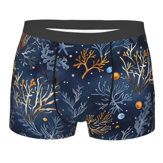 Balery Mystical Underwater Coral Scene Men's Boxer Briefs, Soft and Breathable Cotton Underwear with nylon Waistband-Large