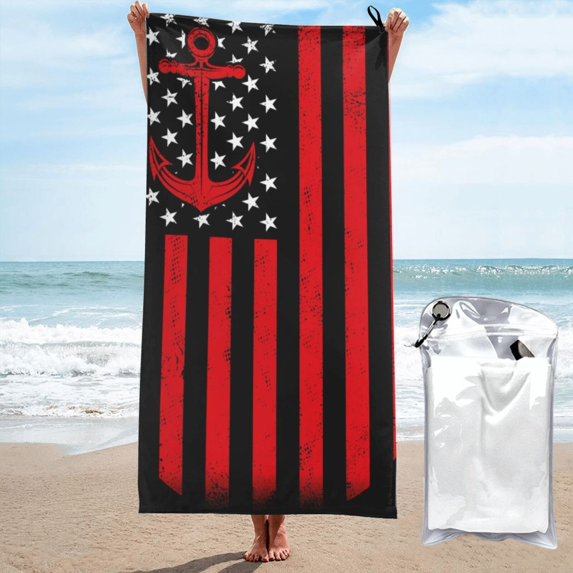 Balery Nautical American Flag Print Towels - Luxurious Jumbo Bath Sheet - Highly Absorbent and Quick Dry Extra Large Bath Towel - Super Soft Hotel Quality Towel-27.5"x55"
