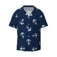 thumbnail image 1 of Balery Nautical Themed Simple Anchors Men's Casual Button Down Shirt Short Sleeve Textured Summer Cuban Beach Shirts-Small, 1 of 7