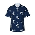 thumbnail image 1 of Balery Nautical Themed Simple Anchors Print Men's Hawaiian Shirts Short Sleeve Beach Shirt Relaxed Fit Vacation Button Down Shirts-Medium, 1 of 9