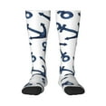 thumbnail image 1 of Balery Navy Blue Anchor Printed Novelty Socks Men's Women's Crew Socks Sports Socks Knee High Socks Cotton Socks Quirky and Cool Socks, 1 of 9