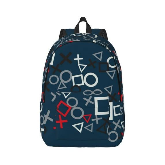 Balery Navy Blue Geometric Vintage Canvas Backpack for Men and Women - Large Capacity, Durable Travel Laptop Bag for School, Work, Hiking, and Outdoor Activities