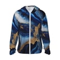 thumbnail image 1 of Balery Navy Blue Marble Men's Women's UPF 50+ Sun Protection Lightweight Hoodie Performance Long Sleeve Shirt for Fishing Running-Medium, 1 of 7
