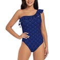 thumbnail image 1 of Balery Navy Blue One Shoulder Swimsuits for Women Ruffle Swimsuits Tummy Control One Shoulder Bathing Suits-X-Large, 1 of 8
