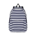 thumbnail image 1 of Balery Navy Blue And White Stripes Vintage Canvas Backpack for Men and Women - Large Capacity, Durable Travel Laptop Bag for School, Work, Hiking, and Outdoor Activities, 1 of 7