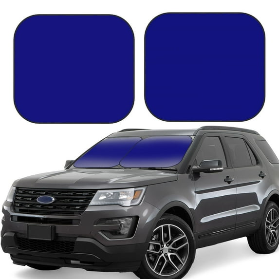Balery Navy Sun Shield 2 Pack For Car Front Windows Foldable Sun Visor Protector Blocks Max Uv Rays And Keeps Your Vehicle Cool For Most Sedans Suv Truck