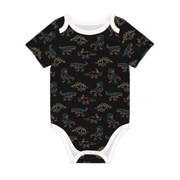 Balery Neon Dinosaur Pattern Baby Climbing Clothes Infant Bodysuit Cute Infant Bodysuit Baby Romper-18 Months