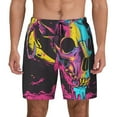 thumbnail image 1 of Balery Neon Gothic Skull Moon Mens Swim Trunks Swim Shorts for Men Quick Dry Inseam Beach Shorts with Compression Liner Pocket-XX-Large, 1 of 9