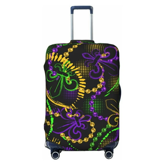 Balery Neon Mardi Gras Luggage Cover Protector, Scratch And Dirt Resistant, Fits 18-32 Inch Luggage - X-Large