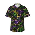 thumbnail image 1 of Balery Neon Mardi Gras Print Men's Hawaiian Shirts Short Sleeve Beach Shirt Relaxed Fit Vacation Button Down Shirts-3X-Large, 1 of 9