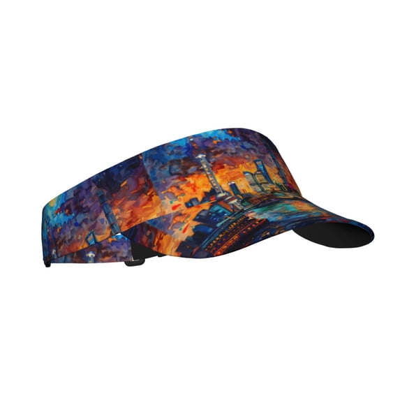 Balery Neon Shanghai Cityscape Night Sport Wear Athletic Visor Sun Sports Visor Hat Visor Adjustable Cap for Women and Men (One Size)