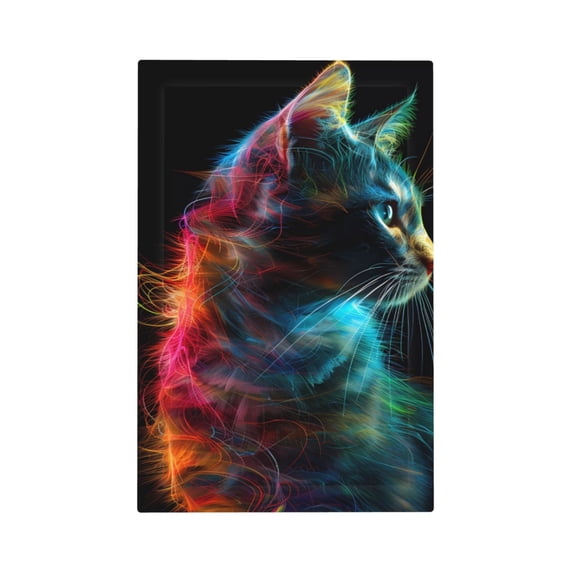 Balery Neon Spectrum Cat Portrait for Duplex Wall Plates Kit, Electrical Outlet Covers, Standard Size 1-Gang 5.0" x3.0", Electric Receptacle Plug Covers-Style V