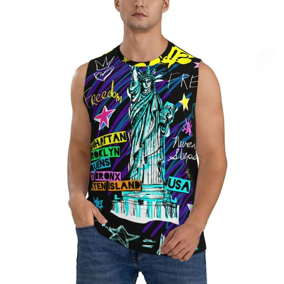 Balery New York City Men's Sleeveless Muscle Shirts Workout Tank Top, Moisture Wicking, Odor Protection-Large