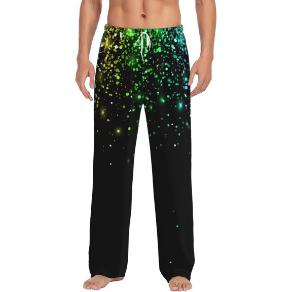 Balery Night Rainbow Sparkles print Men's Pajama Pants,Ultra Lightweight Pjs,Lounge Pant-Small