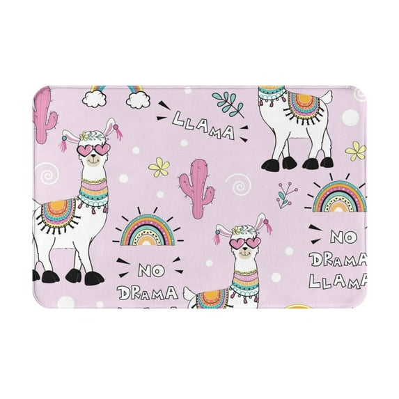 Balery No Drama Llama Doormat, Durable Flannel Fabric, Waterproof Stain and Fade Resistant, Low Profile,Indoor Outdoor Door Mats, Easy Clean Patio Entrance Mat, 16x24in
