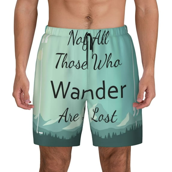 Balery Not All Those Who Wander Are Lost1 Mens Swim Trunks Swim Shorts for Men Quick Dry Inseam Beach Shorts with Compression Liner Pocket-3X-Large