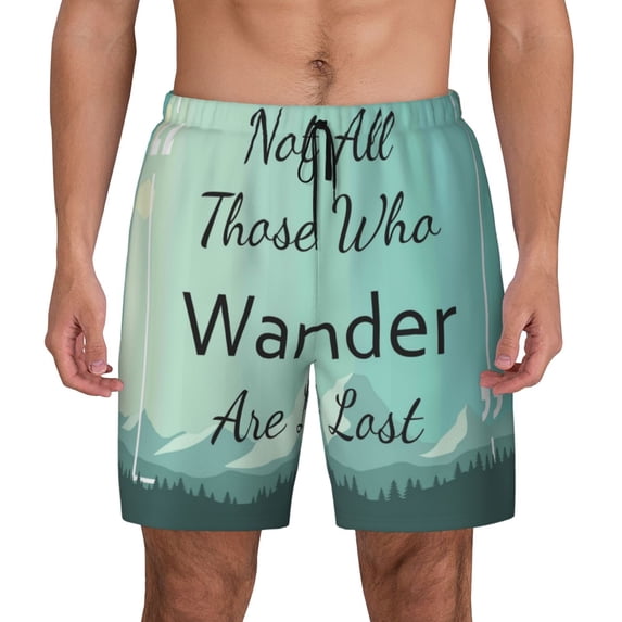 Balery Not All Those Who Wander Are Lost1 Mens Swim Trunks Swim Shorts for Men Quick Dry Inseam Beach Shorts with Compression Liner Pocket-XX-Large