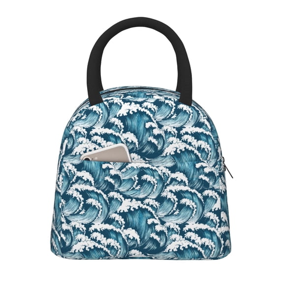 Balery Ocean Waves Pattern Lunch Bag Women, Lunch Box, Lunch Bag, Small ...