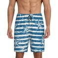 thumbnail image 1 of Balery Ocean on Striped Men's Cotton Knit Pajama Shorts Waistband & Pockets,Short Pajama Pants-Small, 1 of 8