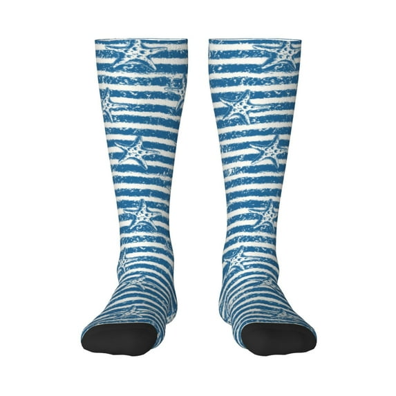 Balery Ocean on Striped Printed Novelty Socks Men's Women's Crew Socks Sports Socks Knee High Socks Cotton Socks Quirky and Cool Socks